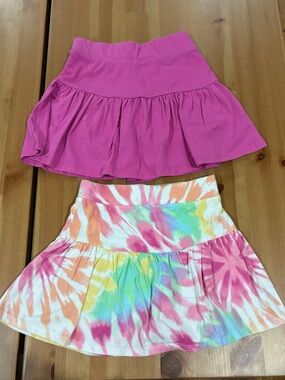 The Children's Place Hot Pink Skort + Multicolor Tie-Dye Skort Set